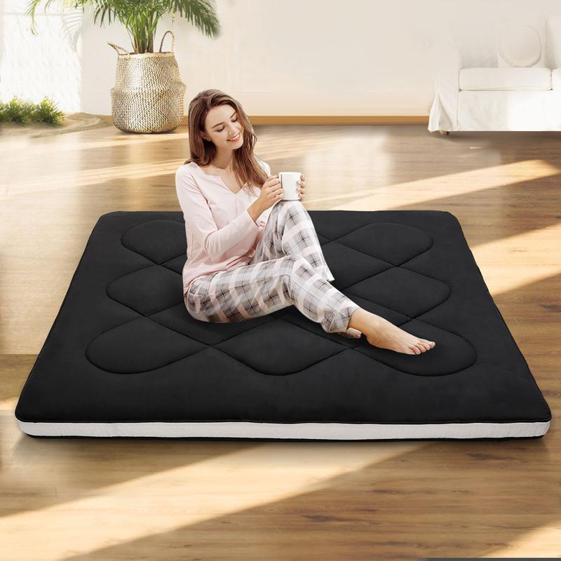【Mother's Day Gift】Naudacaa Japanese Floor Mattress Futon with Cover, 3.5"/4" Thicken Foldable Roll-Up Sleeping Pad, Floor Lounger Bed for Couches & Sofas