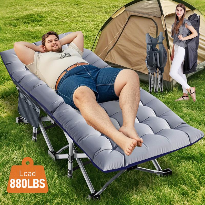 【Mother's Day Gift】Naudacaa Folding Bed Cot with 2 Sided Mattress, 75"*28" Portable Sleeping Cot Guest Bed, Heavy Duty Camping Cots with Carry Bag, Up To 880 Lbs
