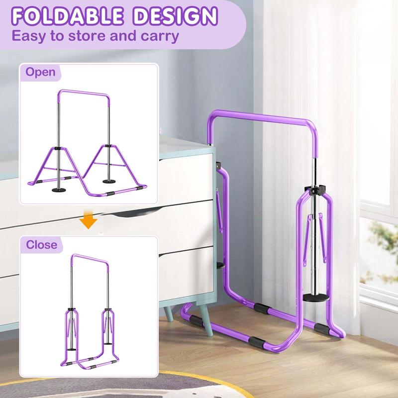 【Mother's Day Gift】Naudacaa Gymnastic Bars for Kids with Adjustable Height, Folding Gymnastic Training Kip Bar, Junior Expandable Horizontal Monkey Bar for Home
