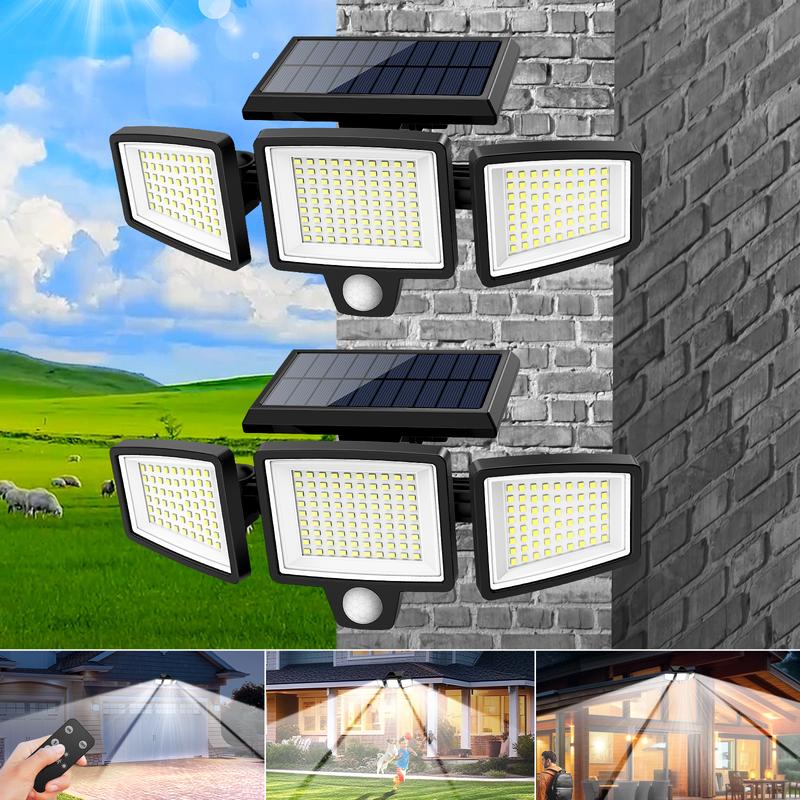 Tuffenough Solar Outdoor Lights 2500LM 210LED Security Lights,3 Heads Dimmable SpotLights with 3 Modes,IP65 Waterproof(1 Packs)