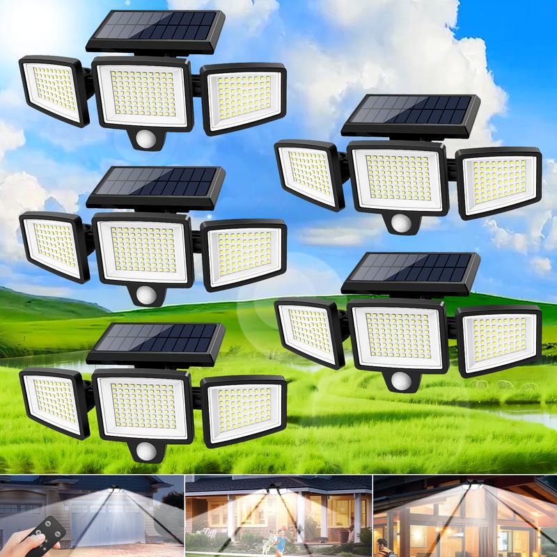 Tuffenough Solar Outdoor Lights 2500LM 210LED Security Lights,3 Heads Dimmable SpotLights with 3 Modes,IP65 Waterproof(1 Packs)