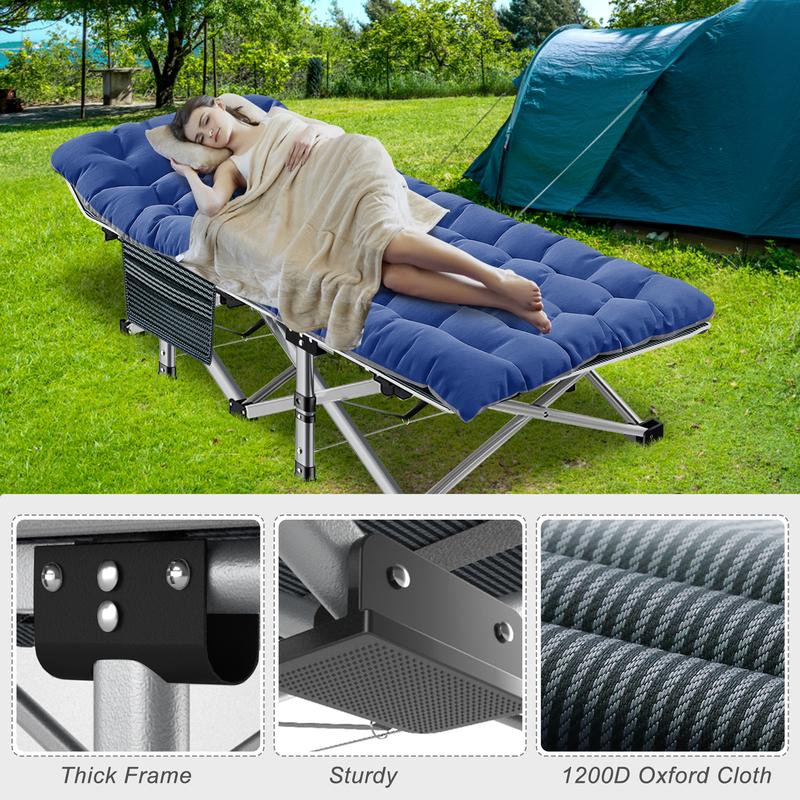 【Mother's Day Gift】Naudacaa Folding Bed Cot with 2 Sided Mattress, 75"*28" Portable Sleeping Cot Guest Bed, Heavy Duty Camping Cots with Carry Bag, Up To 880 Lbs
