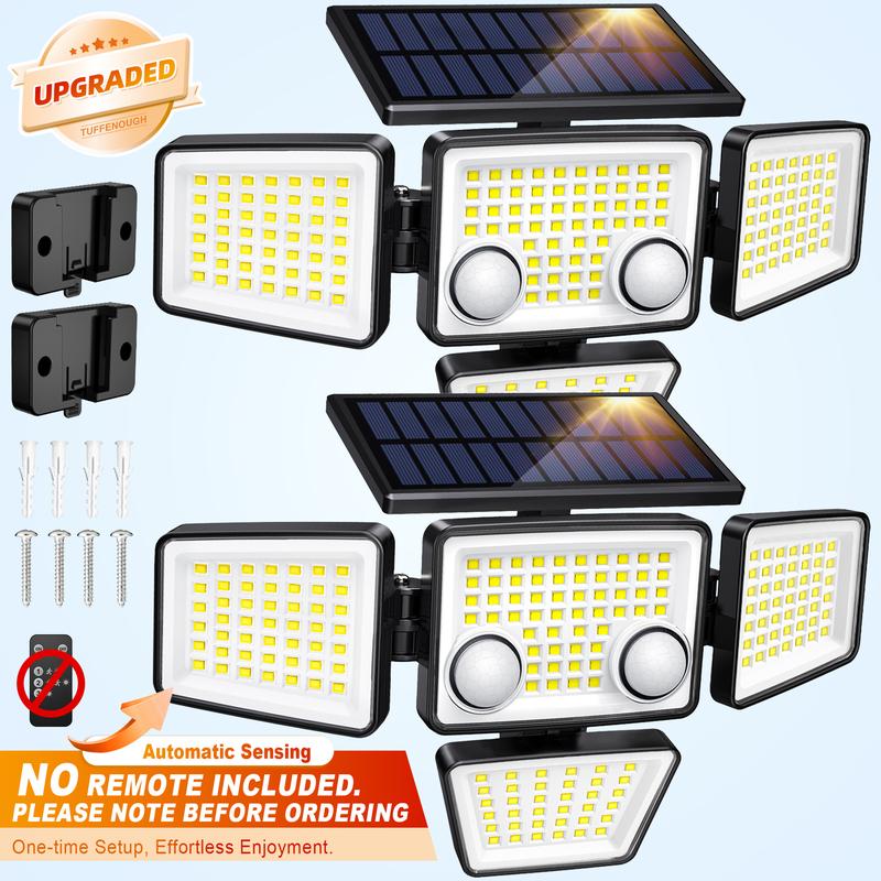 Tuffenough Solar Outdoor Lights 2500LM 210LED Security Lights,3 Heads Dimmable SpotLights with 3 Modes,IP65 Waterproof(1 Packs)