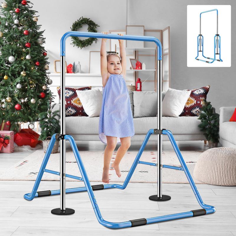 【Mother's Day Gift】Naudacaa Gymnastic Bars for Kids with Adjustable Height, Folding Gymnastic Training Kip Bar, Junior Expandable Horizontal Monkey Bar for Home