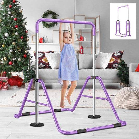 【Mother's Day Gift】Naudacaa Gymnastic Bars for Kids with Adjustable Height, Folding Gymnastic Training Kip Bar, Junior Expandable Horizontal Monkey Bar for Home