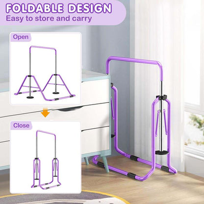 【Mother's Day Gift】Naudacaa Gymnastic Bars for Kids with Adjustable Height, Folding Gymnastic Training Kip Bar, Junior Expandable Horizontal Monkey Bar for Home