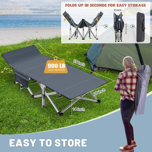 【Mother's Day Gift】Naudacaa Folding Bed Cot with 2 Sided Mattress, 75"*28" Portable Sleeping Cot Guest Bed, Heavy Duty Camping Cots with Carry Bag, Up To 880 Lbs