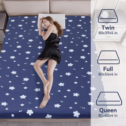 【Mother's Day Gift】Naudacaa Japanese Floor Mattress Futon with Cover, 3.5"/4" Thicken Foldable Roll-Up Sleeping Pad, Floor Lounger Bed for Couches & Sofas