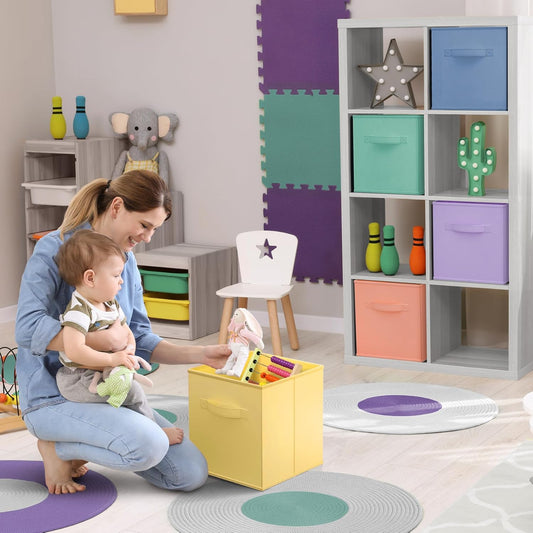 Sorbus Foldable Storage Cube Basket Bin - Great for Nursery, Playroom, Closet, Home Organization ( Pastel Multi-Color, 6 Pack)