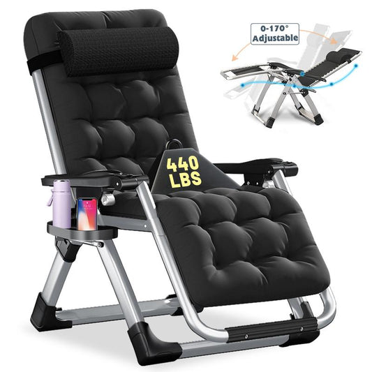 【Mother's Day Gift】Naudacaa Zero Gravity Chair, Premium Outdoor Lawn Folding Lounge Chair with Adjustable Reclining, Cushion, Headrest & Tray, Supports 400lbs