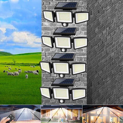 Tuffenough Solar Outdoor Lights 2500LM 210LED Security Lights,3 Heads Dimmable SpotLights with 3 Modes,IP65 Waterproof(1 Packs)
