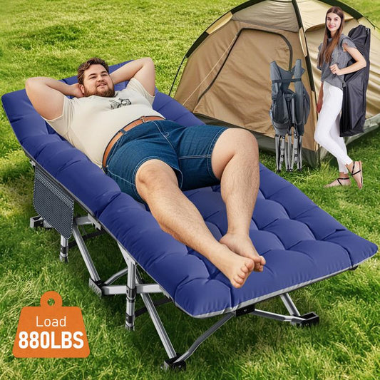 【Mother's Day Gift】Naudacaa Folding Bed Cot with 2 Sided Mattress, 75"*28" Portable Sleeping Cot Guest Bed, Heavy Duty Camping Cots with Carry Bag, Up To 880 Lbs