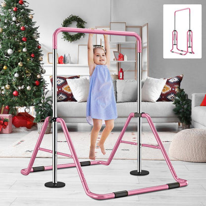 【Mother's Day Gift】Naudacaa Gymnastic Bars for Kids with Adjustable Height, Folding Gymnastic Training Kip Bar, Junior Expandable Horizontal Monkey Bar for Home