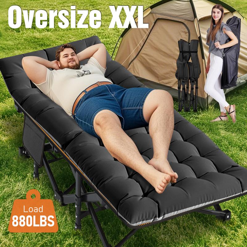 【Mother's Day Gift】Naudacaa Folding Bed Cot with 2 Sided Mattress, 75"*28" Portable Sleeping Cot Guest Bed, Heavy Duty Camping Cots with Carry Bag, Up To 880 Lbs
